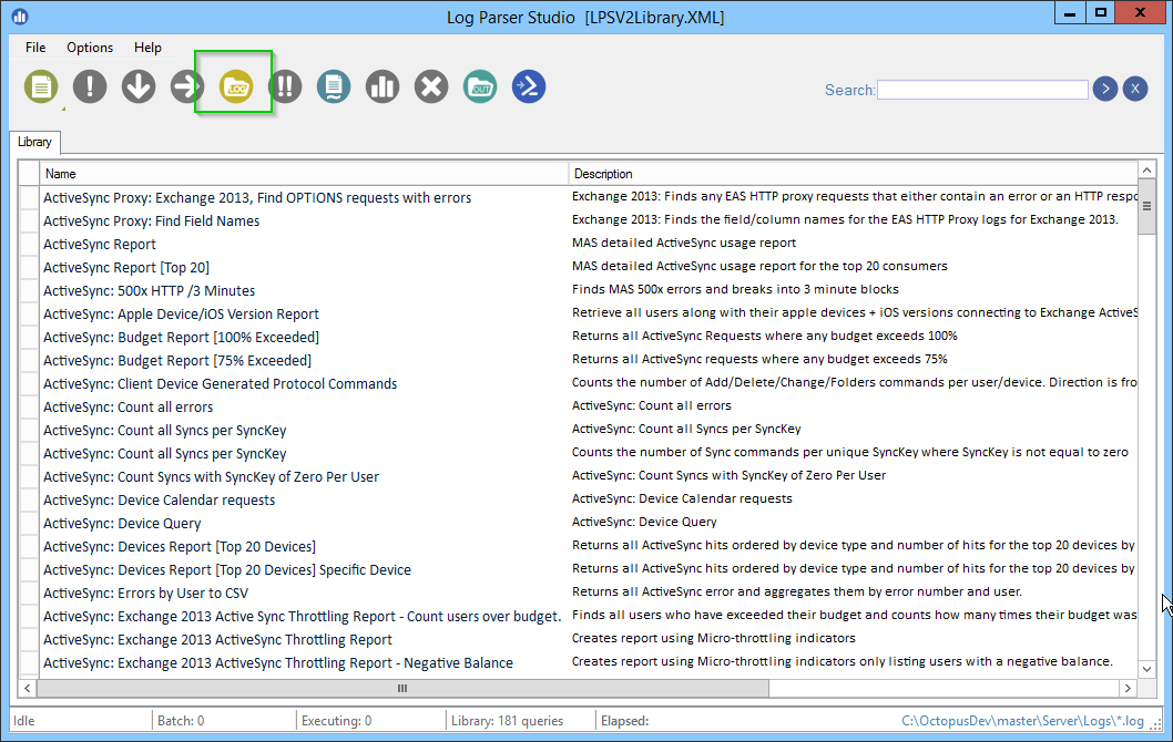 Configuring the logs folder in Log Parser Studio
