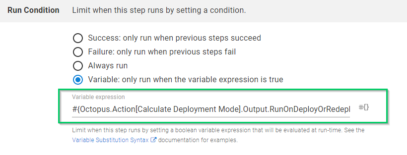 The run condition on the Deploy to Tomcat step